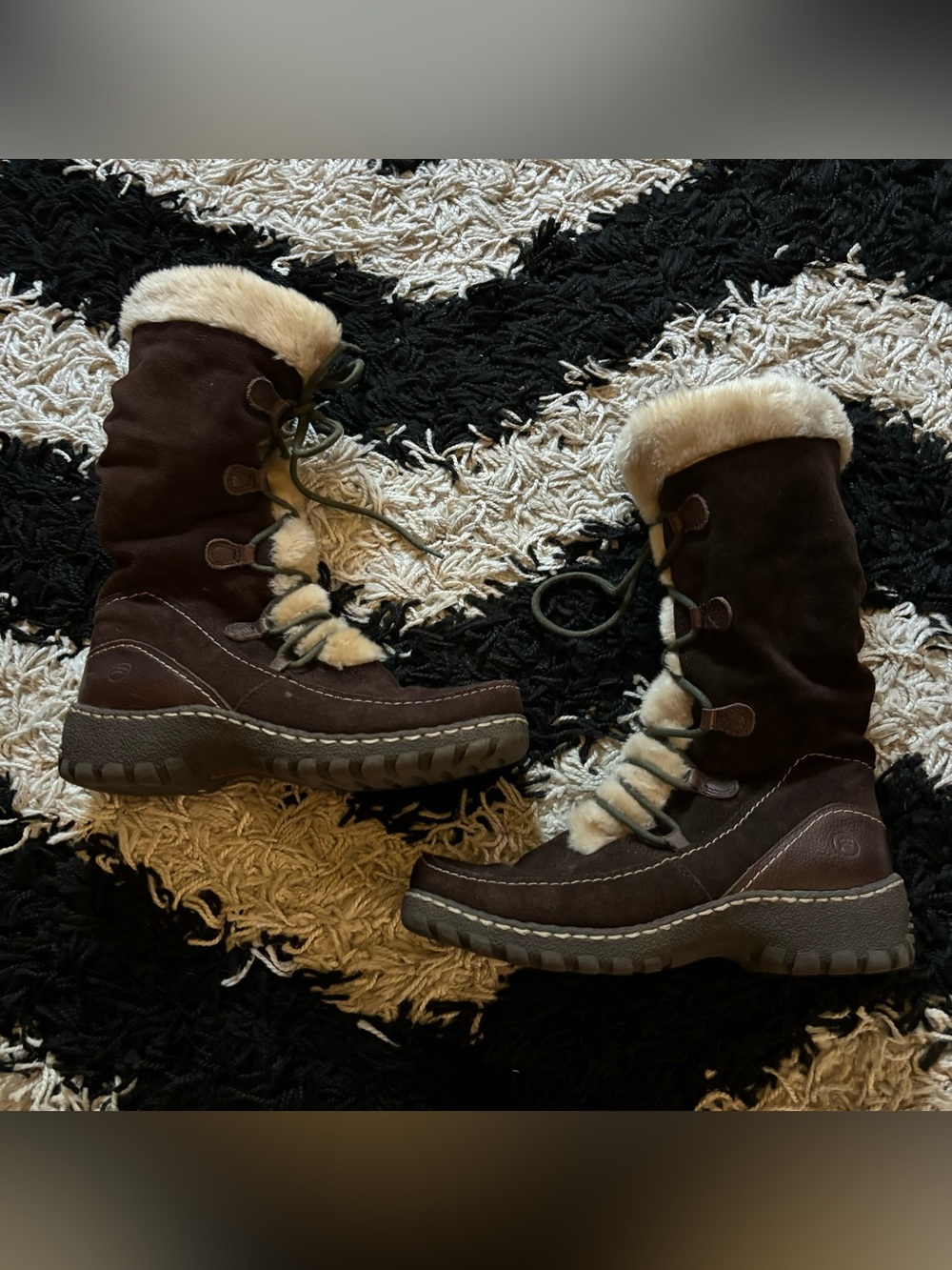 BareTraps Baylee Faux Fur Cream Brown Winter Stay Dry System Boots US Womens 8.5